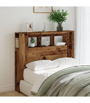 vidaXL LED Headboard Old Wood 120x18.5x103.5 cm Engineered Wood