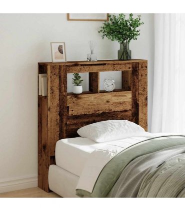 vidaXL LED Headboard Old Wood 100x18.5x103.5 cm Engineered Wood