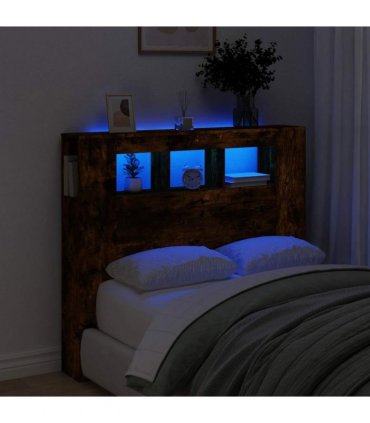 vidaXL LED Headboard Smoked Oak 120x18.5x103.5 cm Engineered Wood
