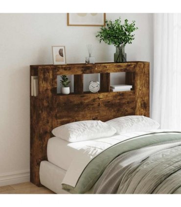 vidaXL LED Headboard Smoked Oak 120x18.5x103.5 cm Engineered Wood