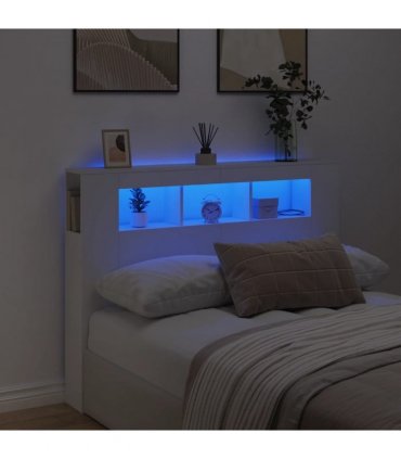 vidaXL LED Headboard White 140x18.5x103.5 cm Engineered Wood