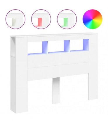 vidaXL LED Headboard White 140x18.5x103.5 cm Engineered Wood