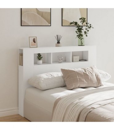 vidaXL LED Headboard White 140x18.5x103.5 cm Engineered Wood