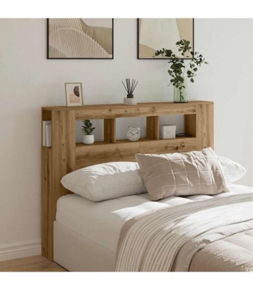 vidaXL LED Headboard Artisan Oak 140x18.5x103.5 cm Engineered Wood