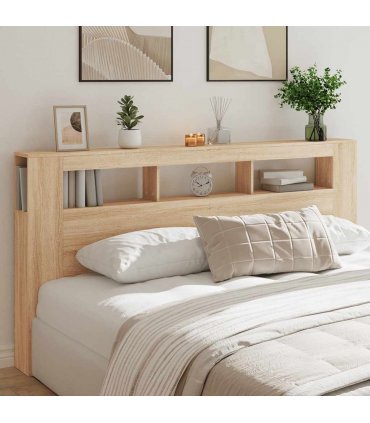 vidaXL LED Headboard Sonoma Oak 200 cm Engineered Wood