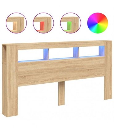 vidaXL LED Headboard Sonoma Oak 200 cm Engineered Wood