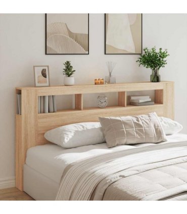 vidaXL LED Headboard Sonoma Oak 200 cm Engineered Wood