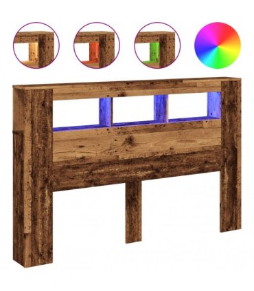 vidaXL LED Headboard Old Wood 160x18.5x103.5 cm Engineered Wood