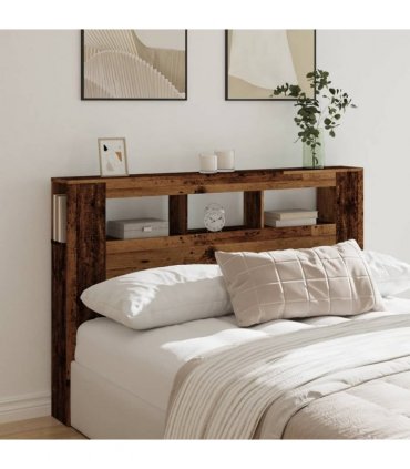 vidaXL LED Headboard Old Wood 160x18.5x103.5 cm Engineered Wood