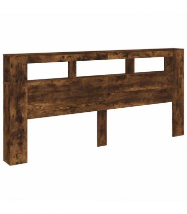 vidaXL LED Headboard Smoked Oak 220x18.5x103.5 cm Engineered Wood