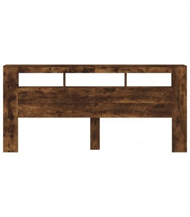 vidaXL LED Headboard Smoked Oak 220x18.5x103.5 cm Engineered Wood