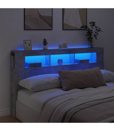 vidaXL LED Headboard Concrete Grey 180x18.5x103.5 cm Engineered Wood
