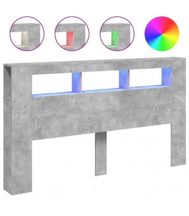 vidaXL LED Headboard Concrete Grey 180x18.5x103.5 cm Engineered Wood