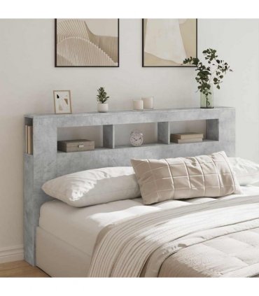 vidaXL LED Headboard Concrete Grey 180x18.5x103.5 cm Engineered Wood