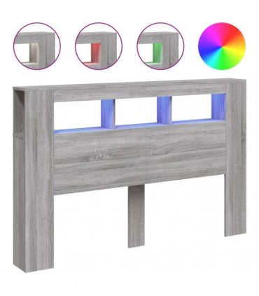 vidaXL LED Headboard Grey Sonoma 160x18.5x103.5 cm Engineered Wood