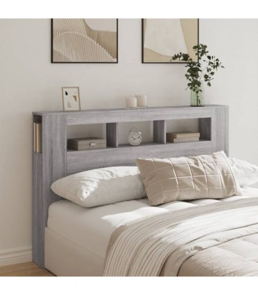 vidaXL LED Headboard Grey Sonoma 160x18.5x103.5 cm Engineered Wood