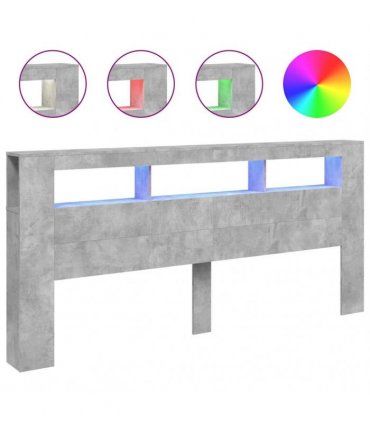 vidaXL LED Headboard Concrete Grey 220x18.5x103.5 cm Engineered Wood