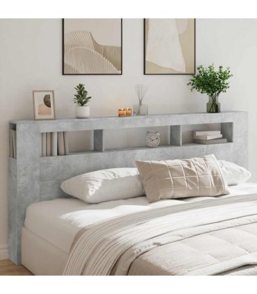 vidaXL LED Headboard Concrete Grey 220x18.5x103.5 cm Engineered Wood