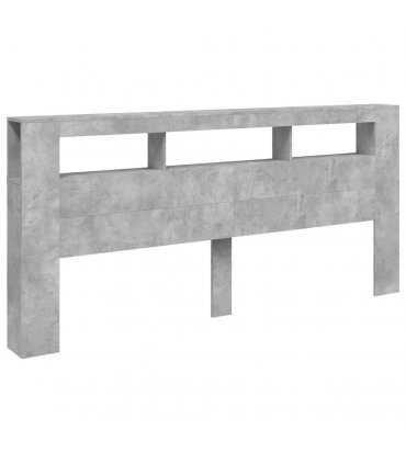 vidaXL LED Headboard Concrete Grey 220x18.5x103.5 cm Engineered Wood
