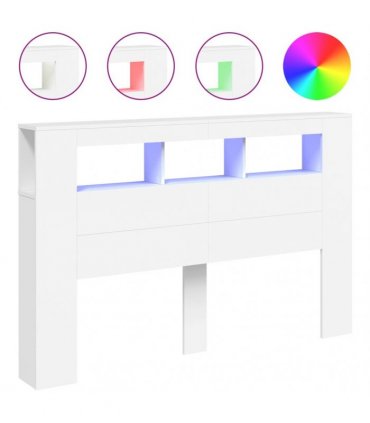 vidaXL LED Headboard White 160x18.5x103.5 cm Engineered Wood