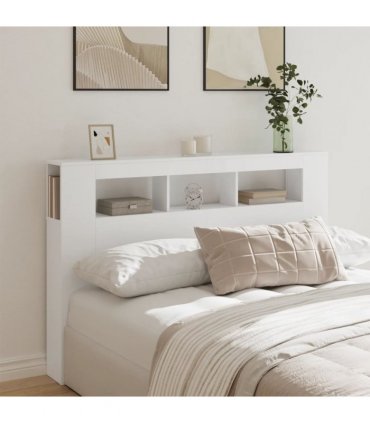 vidaXL LED Headboard White 160x18.5x103.5 cm Engineered Wood