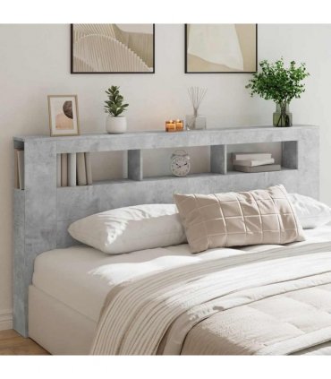 vidaXL LED Headboard Concrete Grey 200 cm Engineered Wood