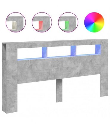 vidaXL LED Headboard Concrete Grey 200 cm Engineered Wood