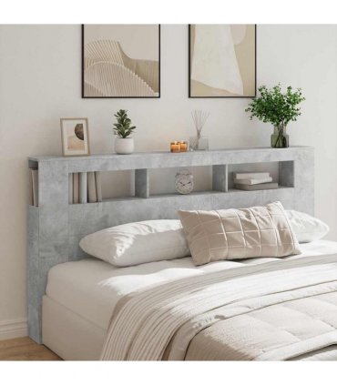 vidaXL LED Headboard Concrete Grey 200 cm Engineered Wood