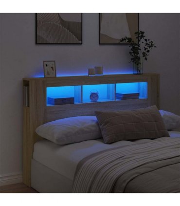 vidaXL LED Headboard Sonoma Oak 160x18.5x103.5 cm Engineered Wood
