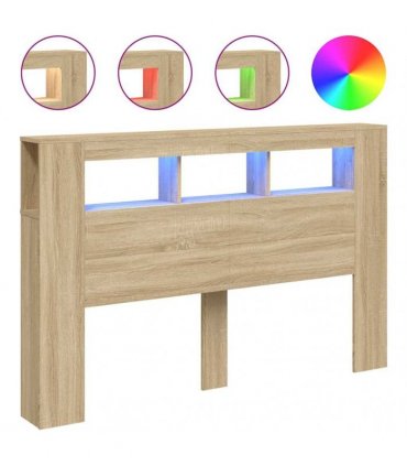 vidaXL LED Headboard Sonoma Oak 160x18.5x103.5 cm Engineered Wood