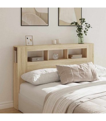 vidaXL LED Headboard Sonoma Oak 160x18.5x103.5 cm Engineered Wood