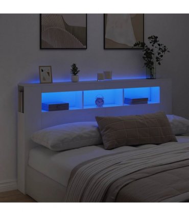 vidaXL LED Headboard White 180x18.5x103.5 cm Engineered Wood
