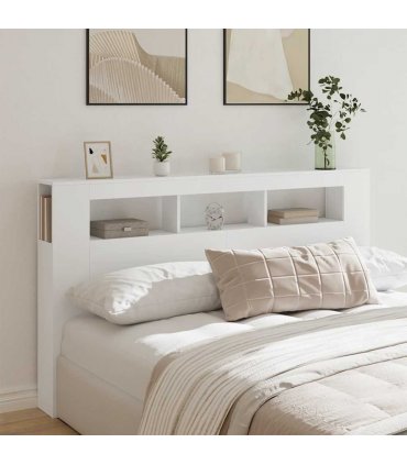 vidaXL LED Headboard White 180x18.5x103.5 cm Engineered Wood