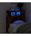 vidaXL LED Headboard Smoked Oak 100x18.5x103.5 cm Engineered Wood