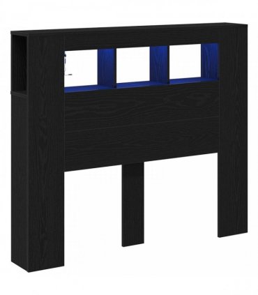 vidaXL LED Headboard Black Oak 120 x 18.5 x 103.5 cm Engineered Wood