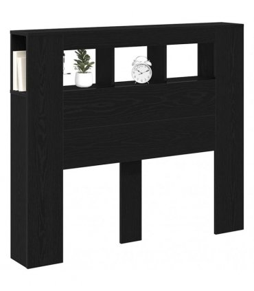 vidaXL LED Headboard Black Oak 120 x 18.5 x 103.5 cm Engineered Wood