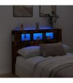 vidaXL LED Headboard Smoked Oak 140x18.5x103.5 cm Engineered Wood