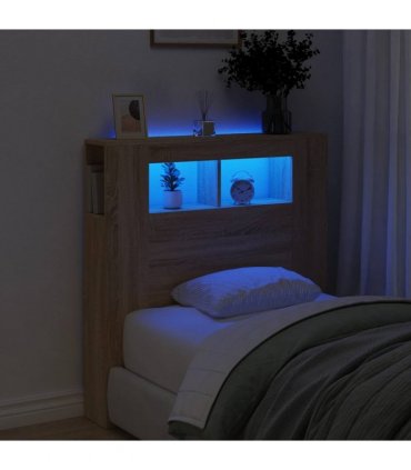 vidaXL LED Headboard Sonoma Oak 100x18.5x103.5 cm Engineered Wood