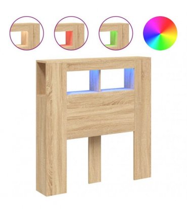 vidaXL LED Headboard Sonoma Oak 100x18.5x103.5 cm Engineered Wood