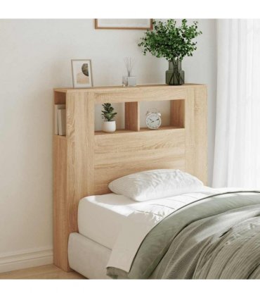 vidaXL LED Headboard Sonoma Oak 100x18.5x103.5 cm Engineered Wood