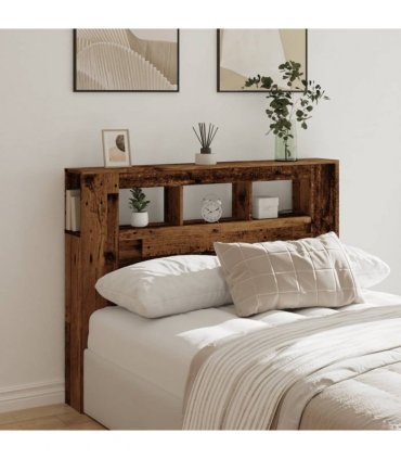 vidaXL LED Headboard Old Wood 140x18.5x103.5 cm Engineered Wood