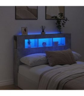 vidaXL LED Headboard Concrete Grey 140x18.5x103.5 cm Engineered Wood