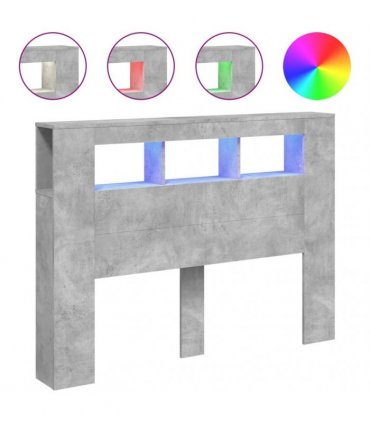 vidaXL LED Headboard Concrete Grey 140x18.5x103.5 cm Engineered Wood