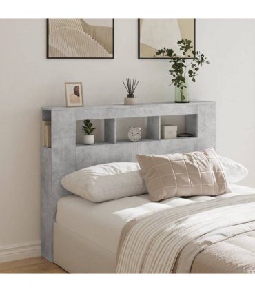 vidaXL LED Headboard Concrete Grey 140x18.5x103.5 cm Engineered Wood