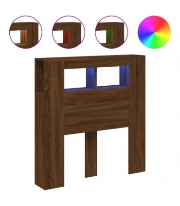 vidaXL LED Headboard Brown Oak 100x18.5x103.5 cm Engineered Wood