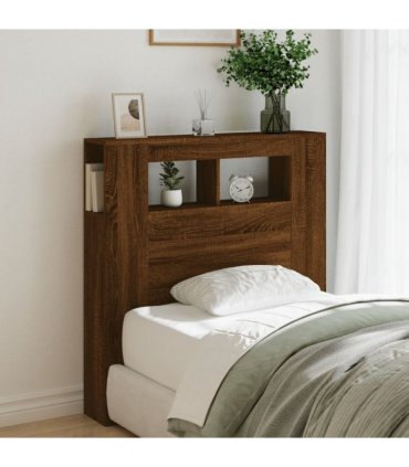 vidaXL LED Headboard Brown Oak 100x18.5x103.5 cm Engineered Wood