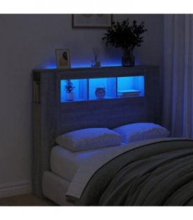 vidaXL LED Headboard Grey Sonoma 120x18.5x103.5 cm Engineered Wood