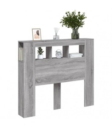 vidaXL LED Headboard Grey Sonoma 120x18.5x103.5 cm Engineered Wood