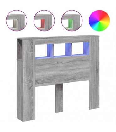 vidaXL LED Headboard Grey Sonoma 120x18.5x103.5 cm Engineered Wood