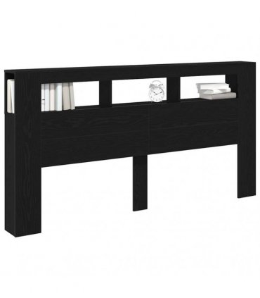 vidaXL LED Headboard Black Oak 200 x 18.5 x 103.5 cm Engineered Wood